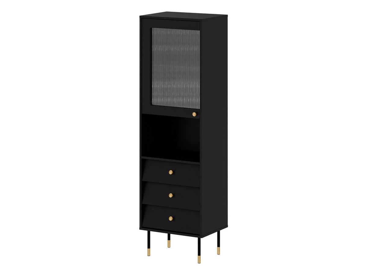 STANDVITRINE Valerio - Goldfarben/Schwarz, Holzwerkstoff/Kunststoff (52/180/39cm) - MIRJAN24