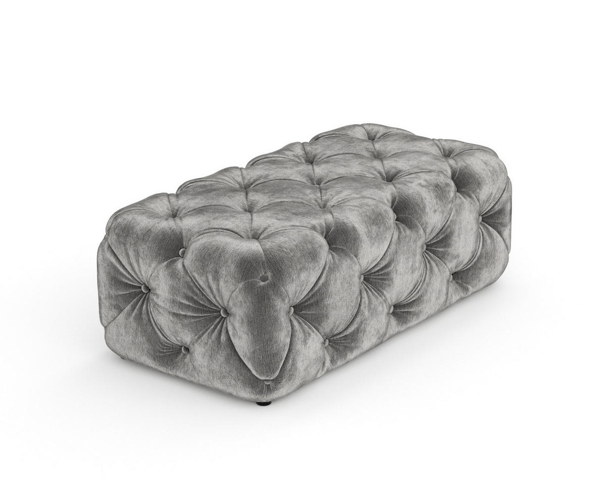 POUF Cosimo Grau Chenille - Schwarz/Grau, Holz/Holzwerkstoff (130/39/65cm) - Maison de Reve