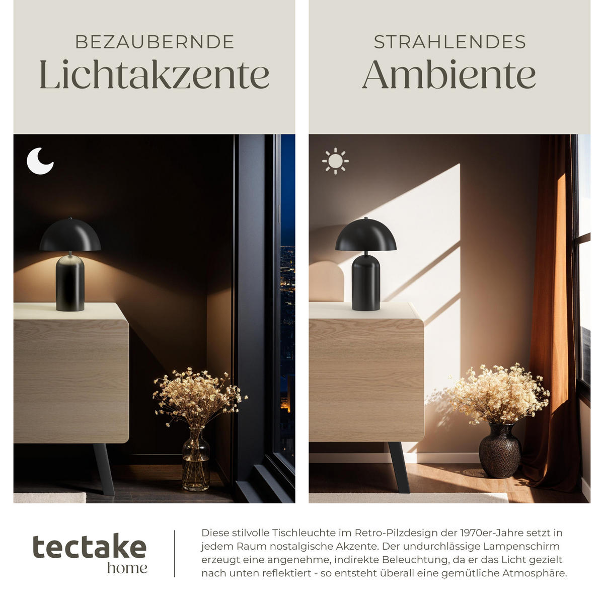 RETRO-TISCHLAMPE Altea,25 x 37 cm,schwarz - Schwarz, Metall (25/25/37cm) - tectake