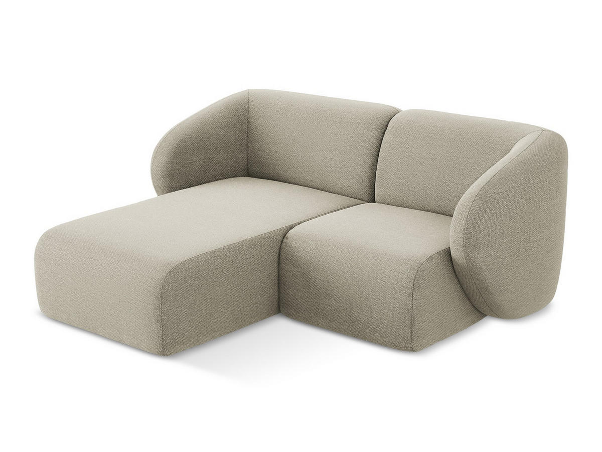 ECKSOFA Links Bouclé Stoff Grau - Taupe/Schwarz, Holzwerkstoff/Kunststoff (178/166cm) - Makamii