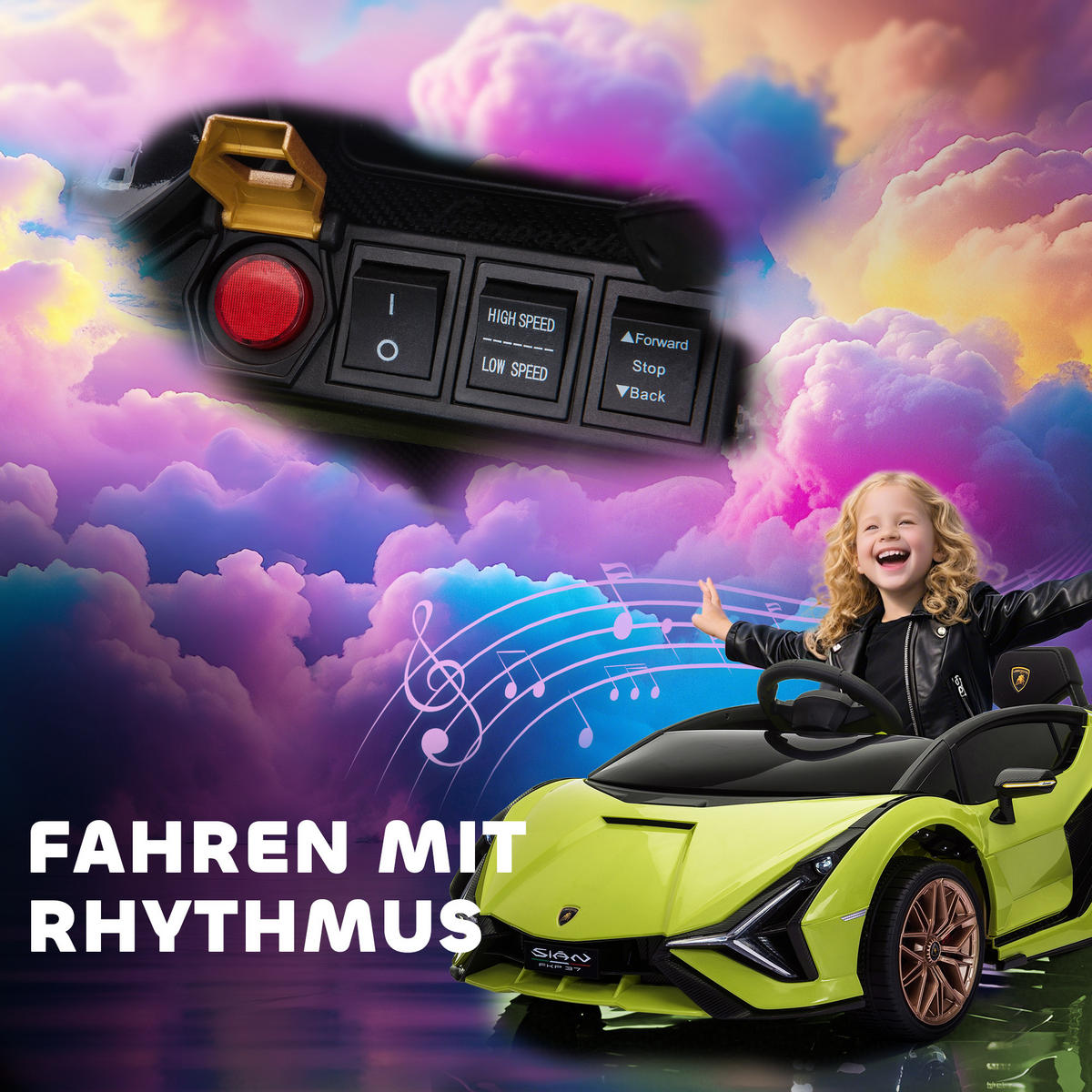 KINDER ELEKTROAUTO, Kunststoff+ Metall; Grün - Grün, Metall (108/62/40cm) - HOMCOM