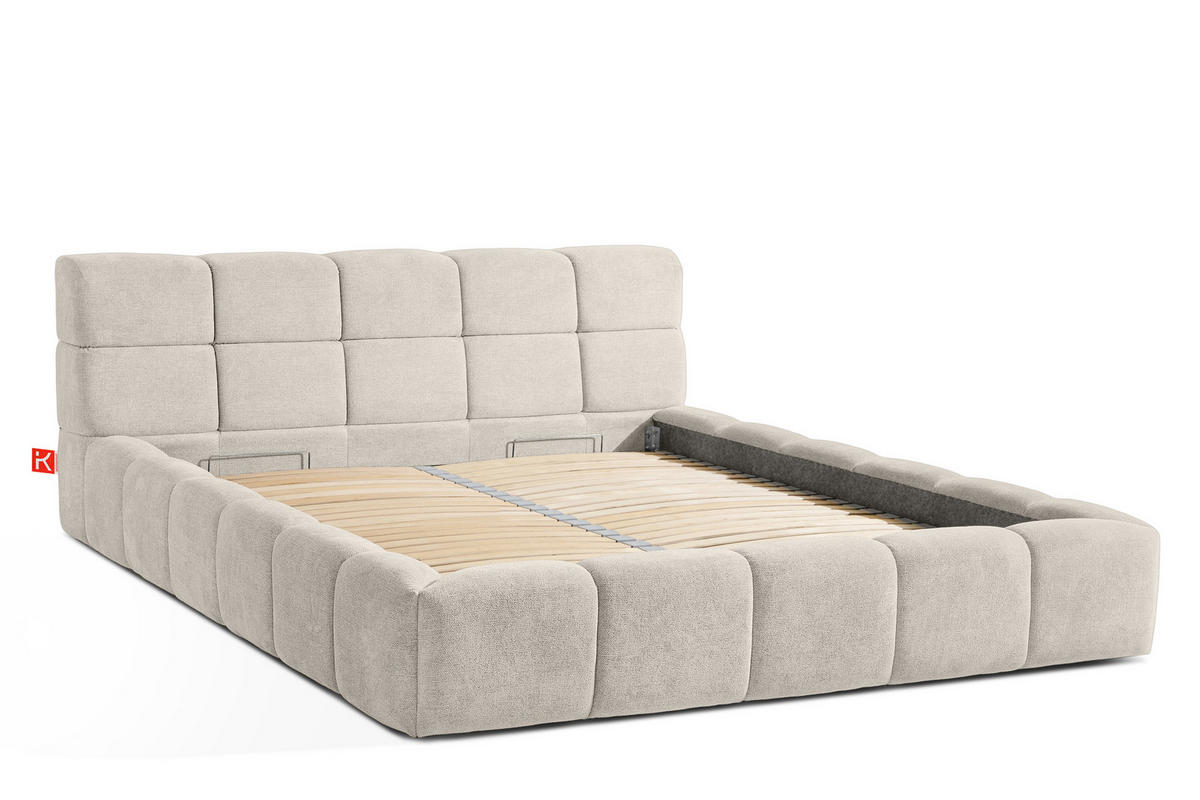 POLSTERBETT AERI 140/160/180/200 mit Rahmen und Bettkasten, ecru - Ecru, Holz/Holzwerkstoff (180/200cm) - KONSIMO®