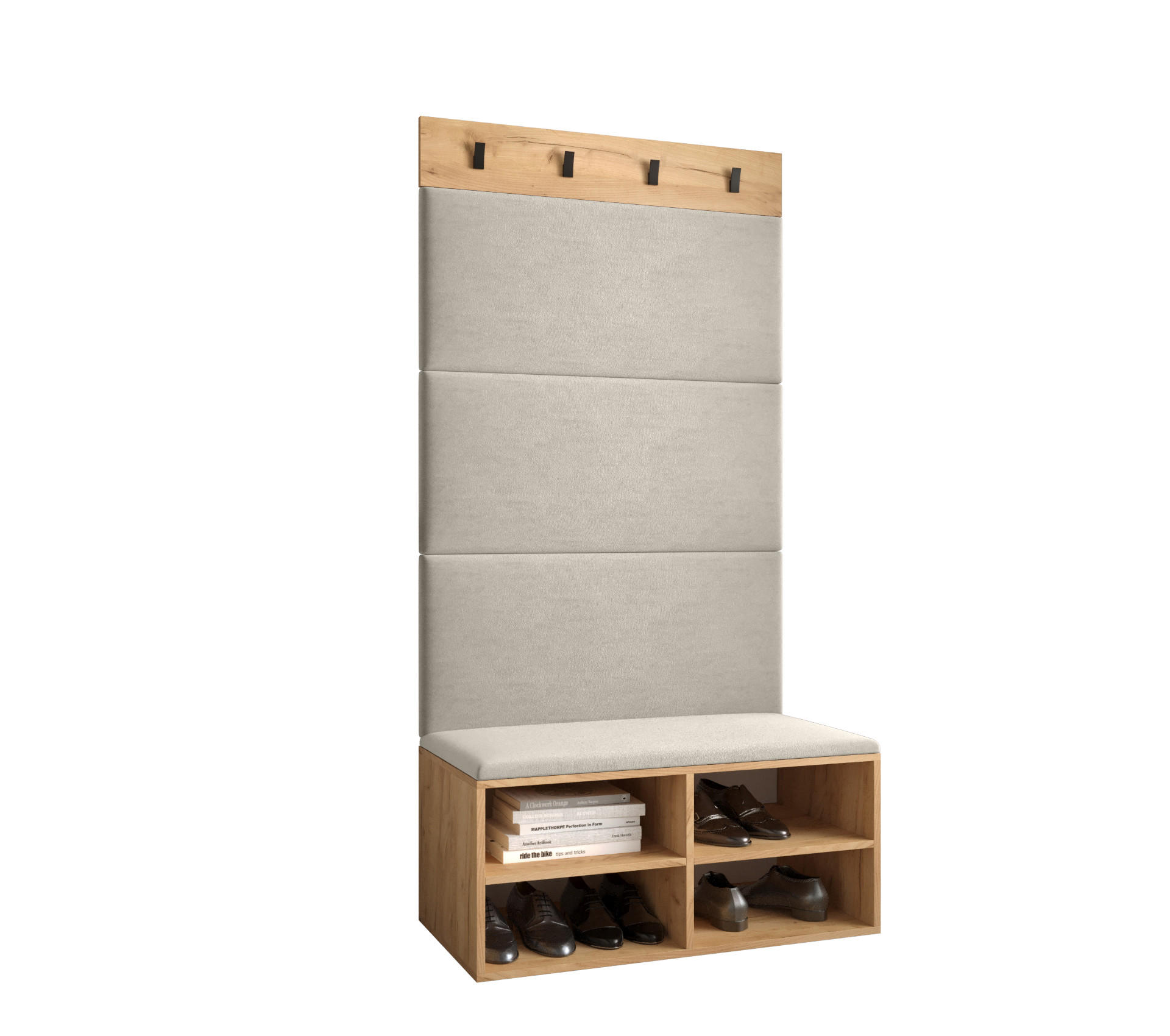 Möbel Kryspol Garderoben-Set Eiche, Creme 84x184x42 cm
