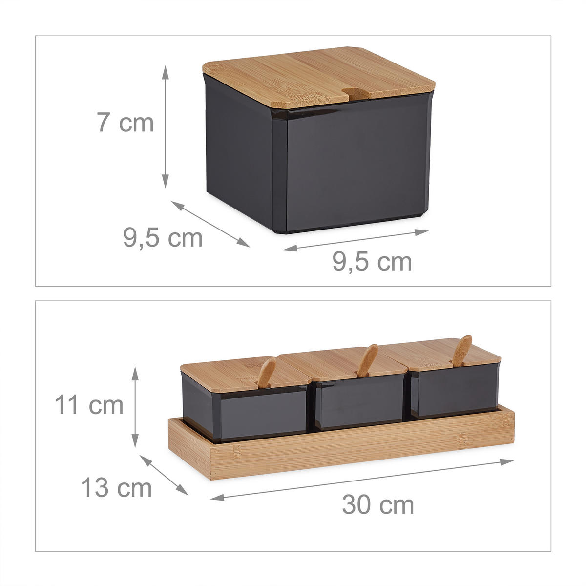 GEWÜRZBEHÄLTER-SET - Multicolor, Holz/Kunststoff (30/11/13cm) - Relaxdays