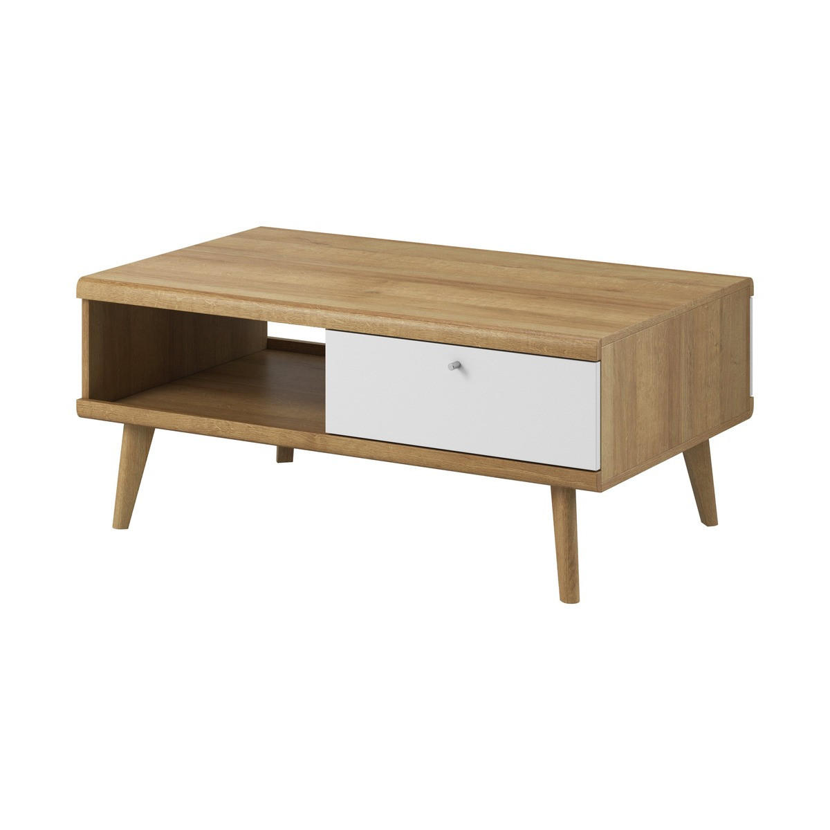 COUCHTISCH – PL107 – 107 x 67 x 46 cm – Primo – Weiß / Sonoma Eiche - Weiß, Holzwerkstoff (67/107/46cm) - hi-markt