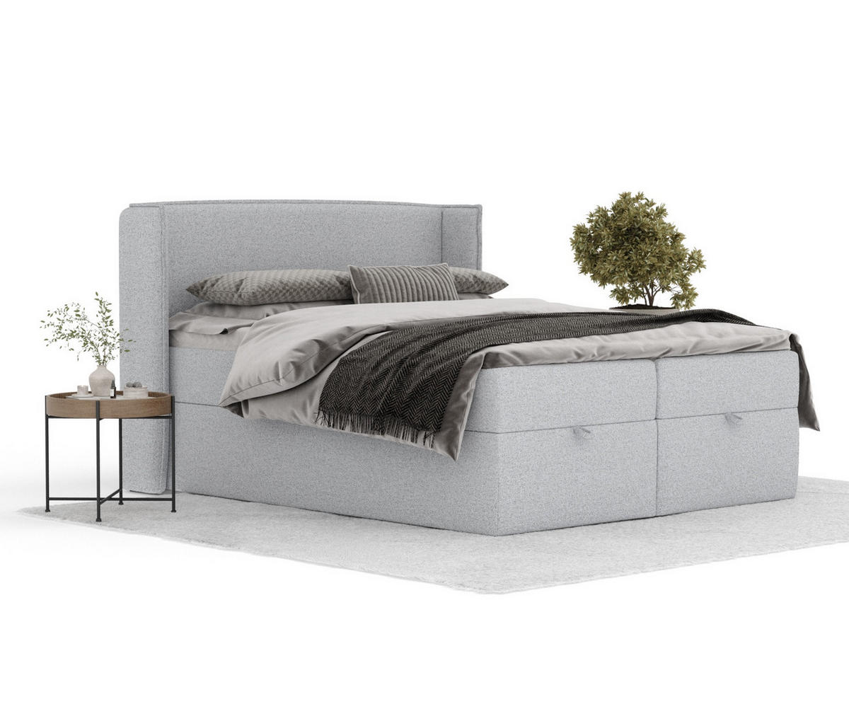 BOXBETT Passion Hellgrau 200/200 cm - Hellgrau/Schwarz, Kunststoff/Textil (200/200cm) - Maison de Reve