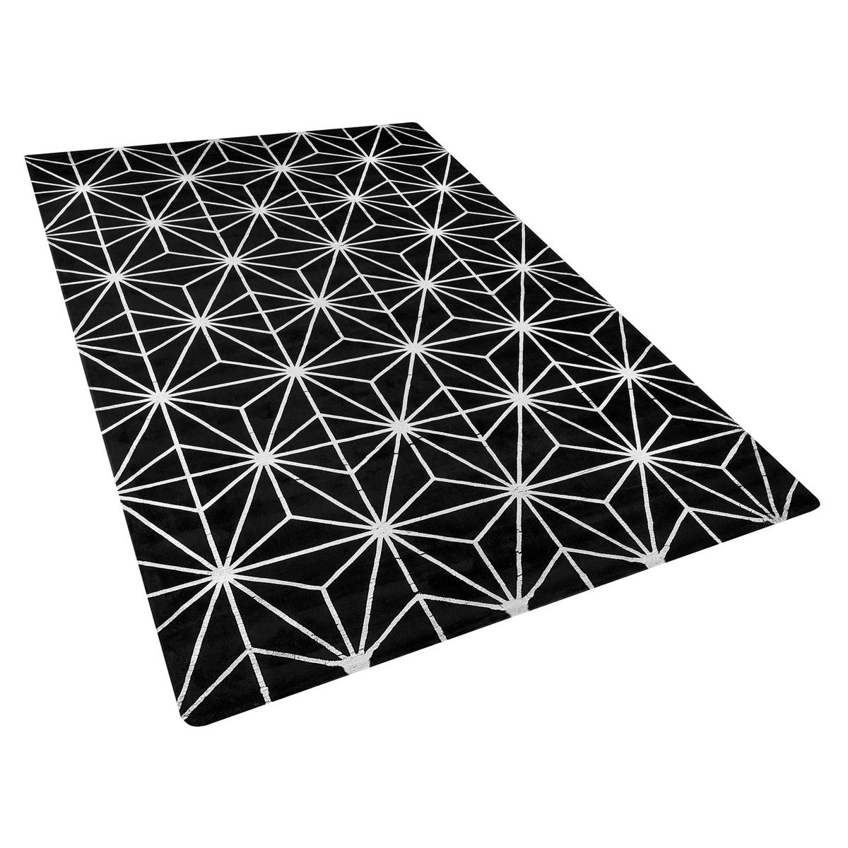KURZFLOR-TEPPICH Sibel 200/140 cm - Schwarz, Naturmaterialen (140/200cm) - Beliani