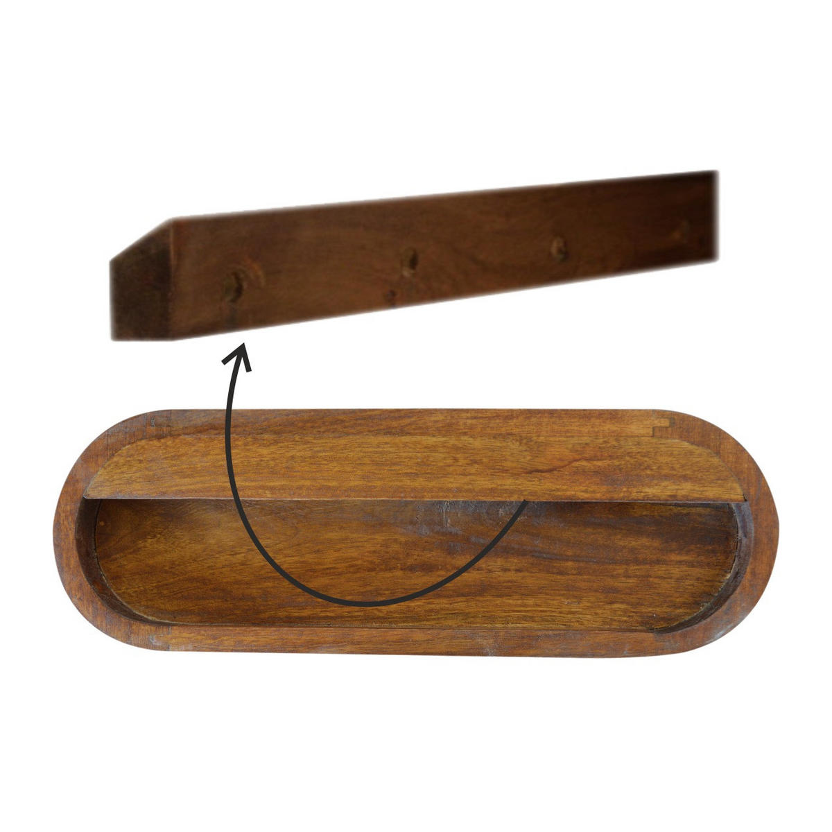 NACHTTISCH - Wandmontierbar Kastanienfinish - Kastanienfarben/Messingfarben, Holz/Metall (45/6.2/32cm) - Artisan Furniture