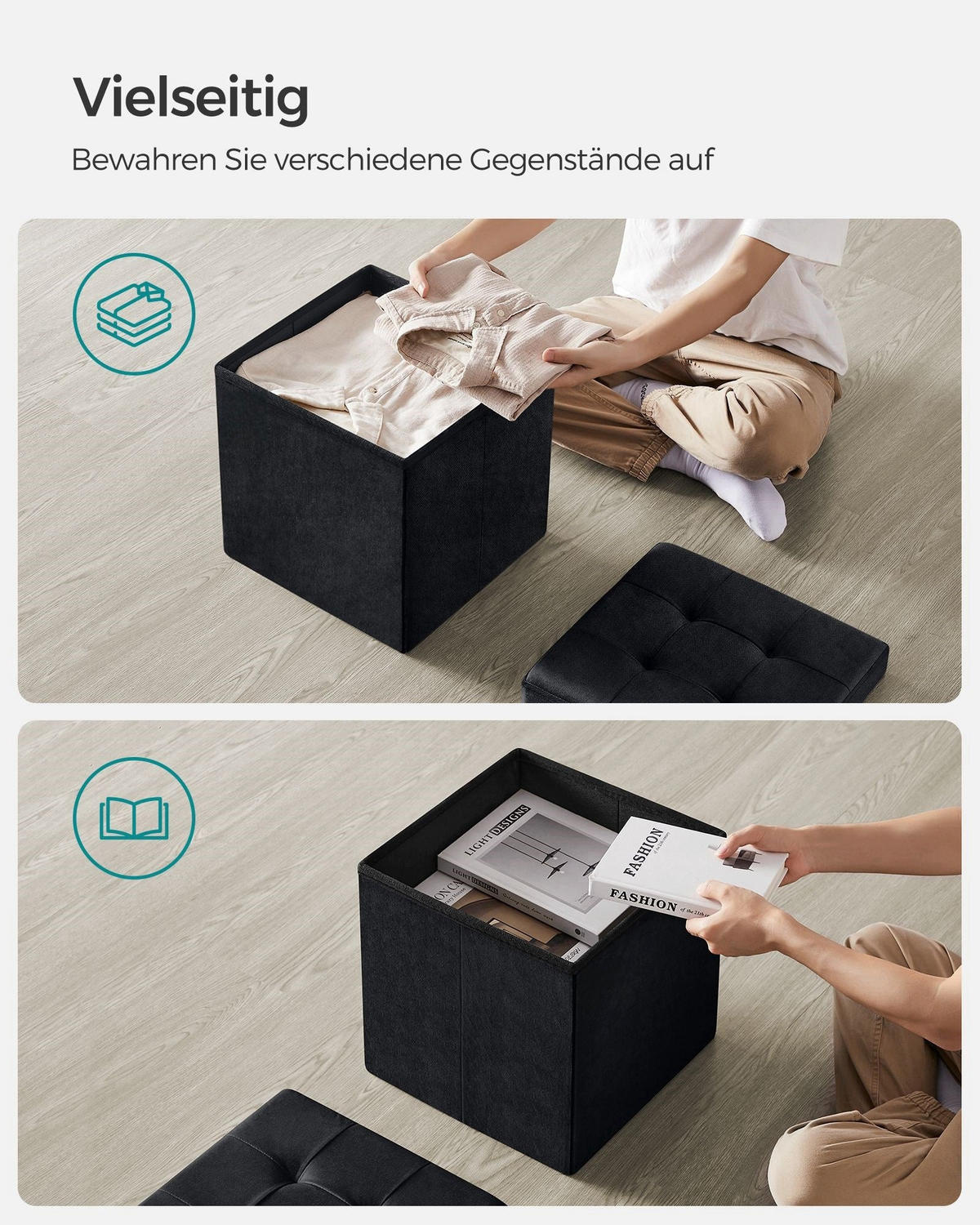 SITZBANK MAPUTO - Schwarz, Holzwerkstoff (38/38/38cm) - Hansiro