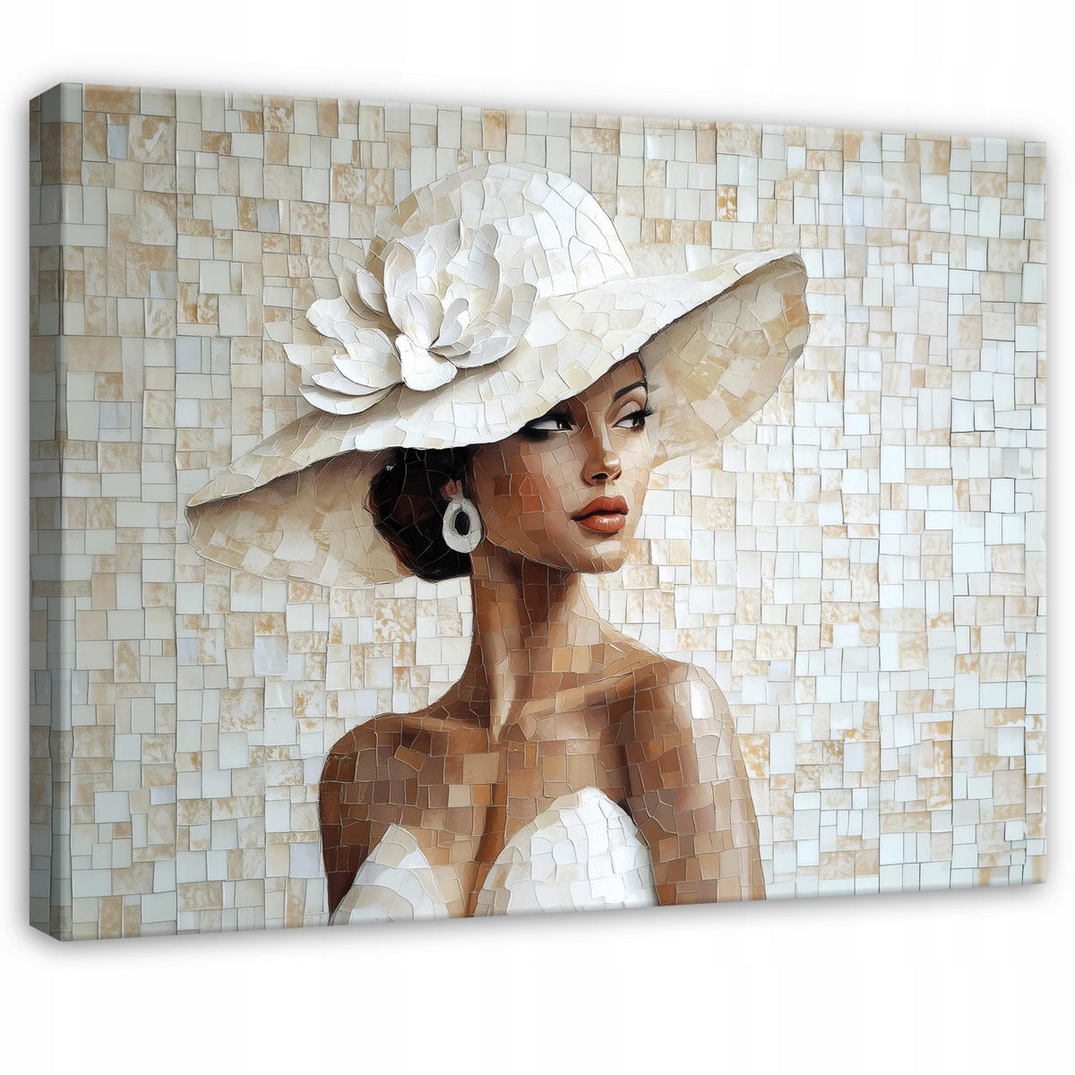 LEINWANDBILD Frau Abstrakt Beige 120x80 cm - Multicolor, Holzwerkstoff (120/80cm) - Wallarena