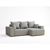 ECKSOFA MIT SCHLAFFUNKTION Moyo Hellgrau Webstoff - Hellgrau/Schwarz, Holz/Holzwerkstoff (255/148cm) - Maison de Reve