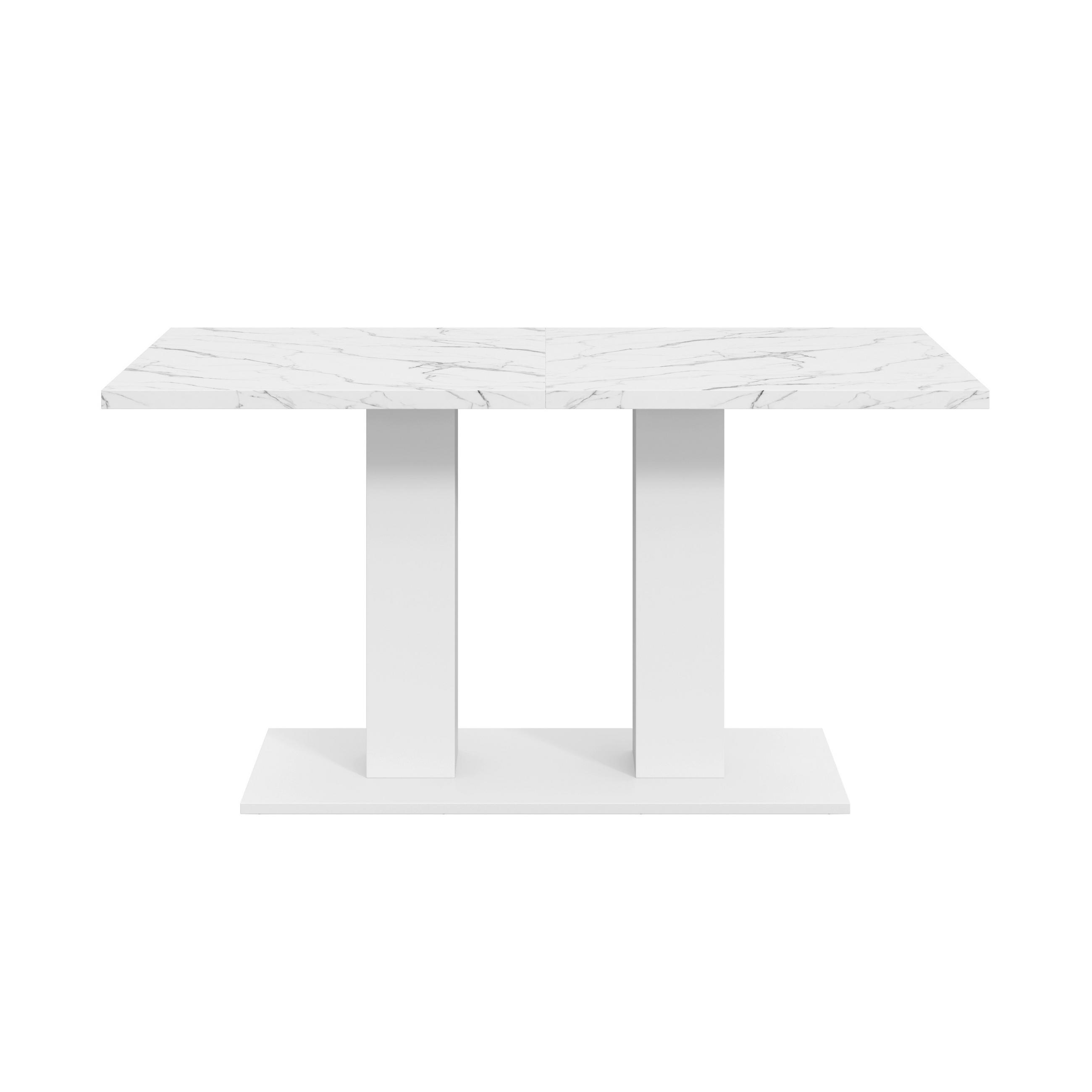 ESSTISCH aus MDF 140/180x70 cm Weiß mit Ausziehfunktion und 30 mm starker Tischplatte - Weiß, Holzwerkstoff (180/70/75cm) - Modfu