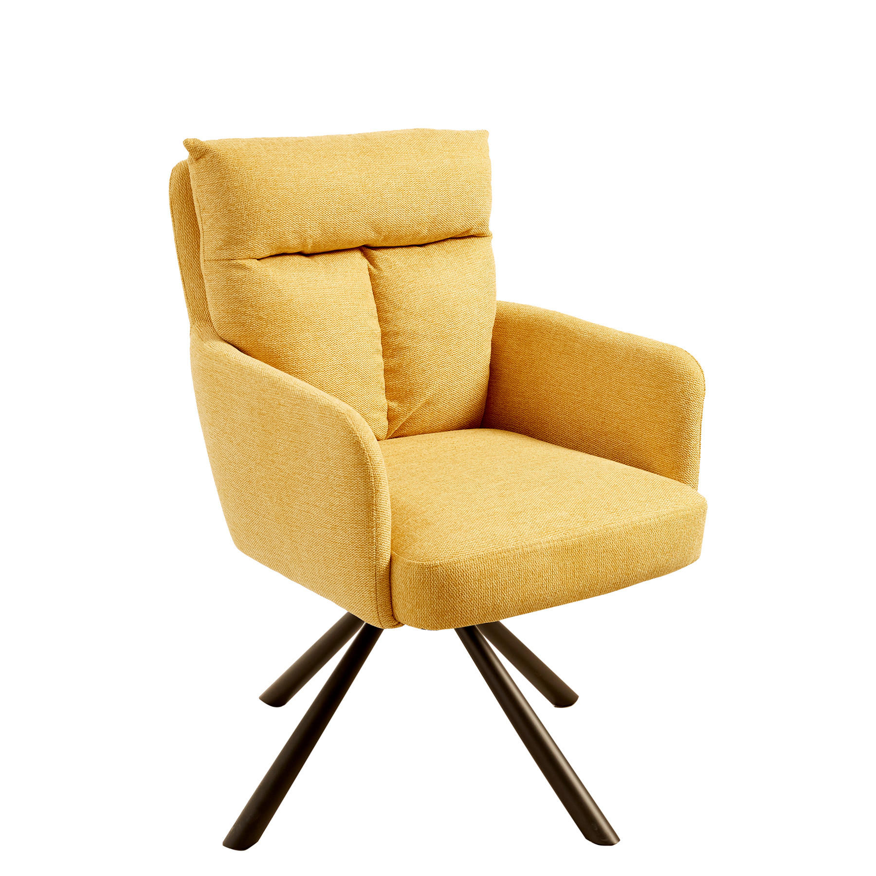 ARMLEHNSTUHL BIG GEORGE Strukturstoff Senfgelb - Gelb/Schwarz, Textil/Metall (60/92/67cm) - riess-ambiente