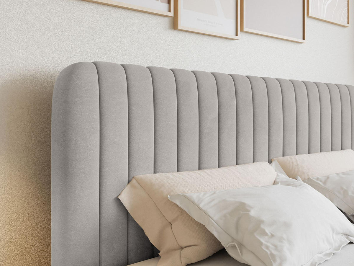 BOXBETT Saliano mit Topper und Samtbezug Greige, 180x200 cm - Taupe, Kunststoff/Textil (180/200cm) - Selsey