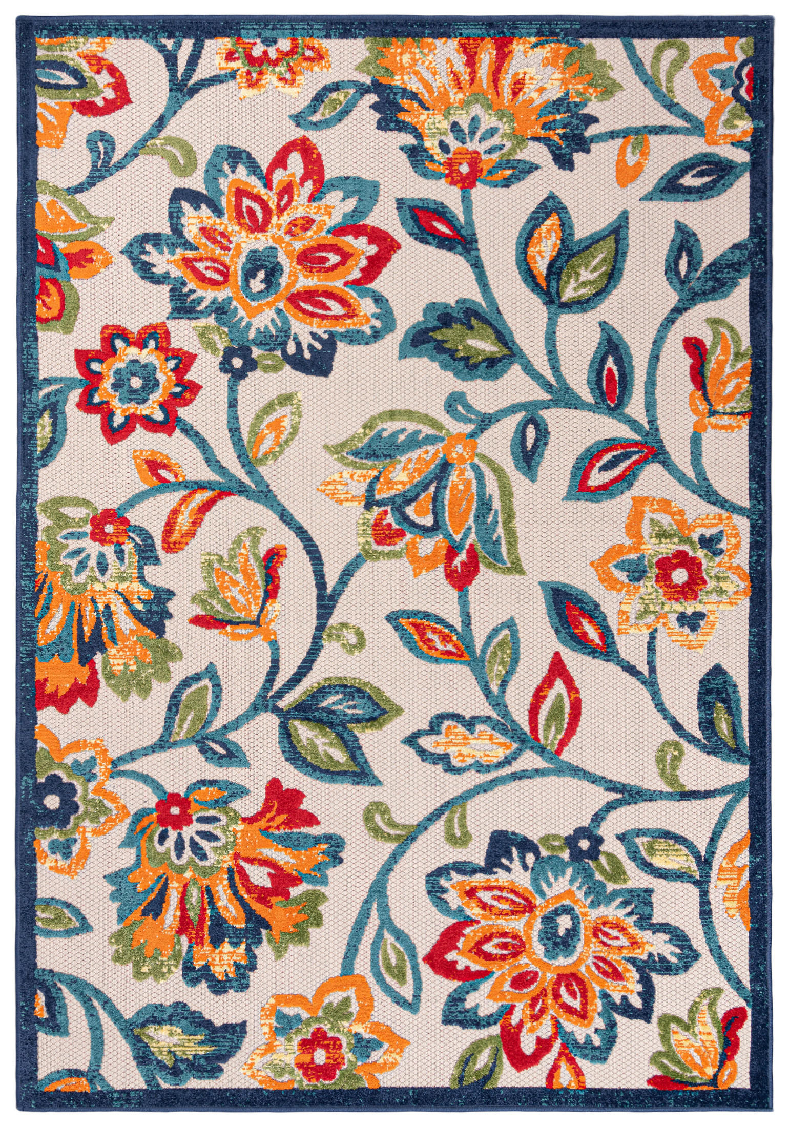 TEPPICH Outdoor Bunte Pflanzlich Kurzflor Rechteckig Moderne - 80x150 cm - Multicolor, Textil (80/150cm) - Mazovia