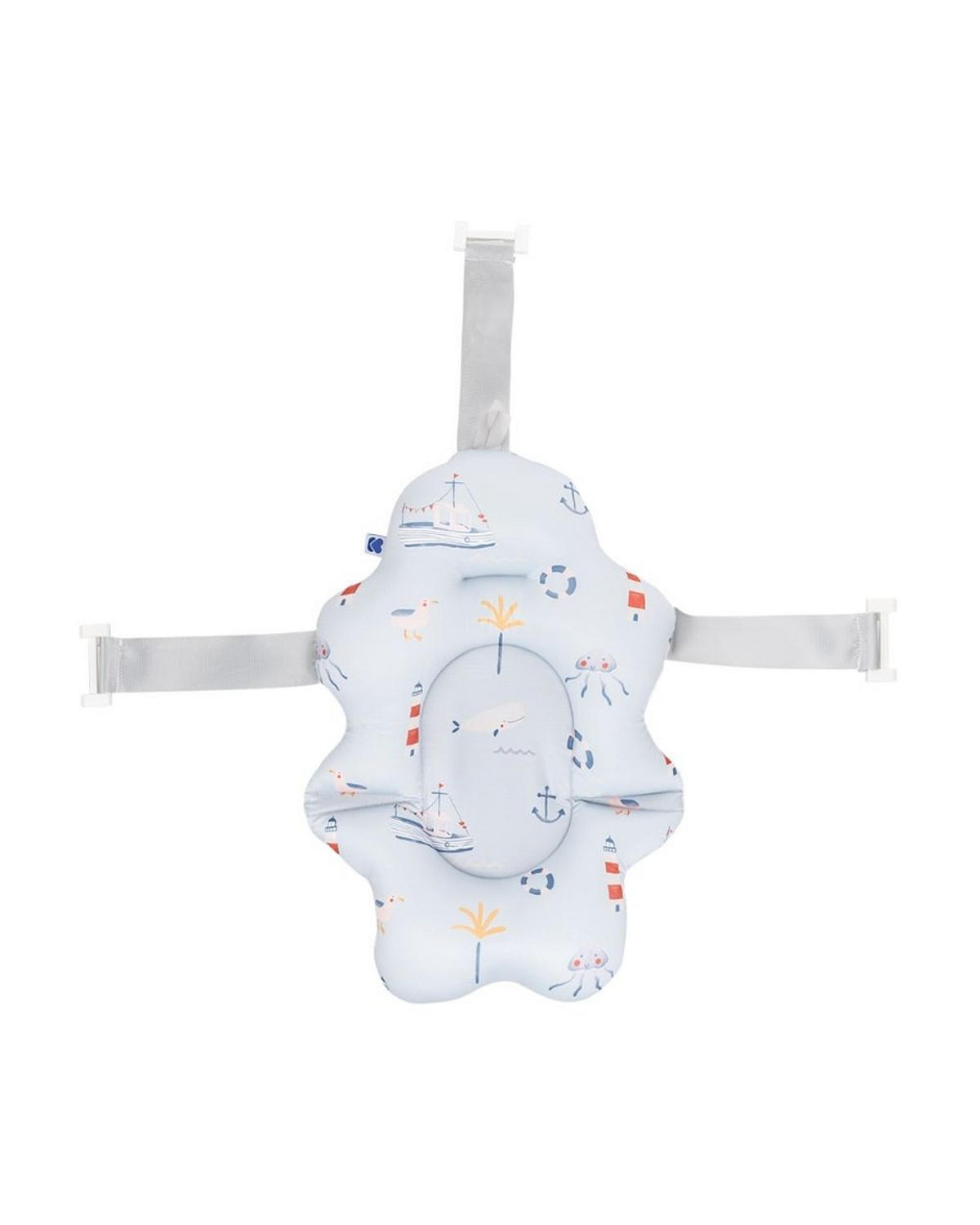 BADEKISSEN Nubo blau weiß Wannenauflage Badehilfe Kunststoff-Clips ab Geburt - Blau, Kunststoff (34/49cm) - Kikka boo