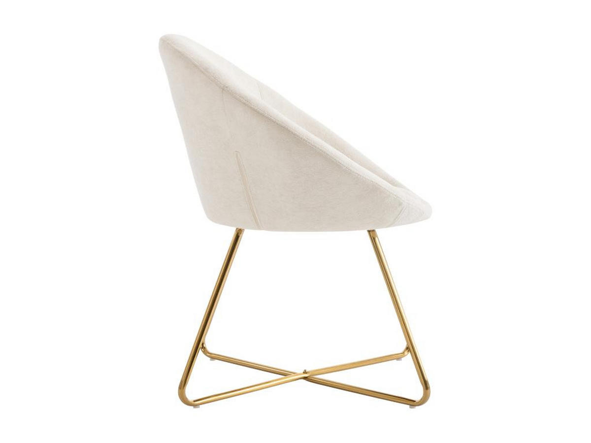 STUHL 2er-Set - Bouclé-Stoff & goldfarbenes Metall - Weiß - BURBAN - Weiß, Textil (57.5/83/70cm) - Vente-Unique