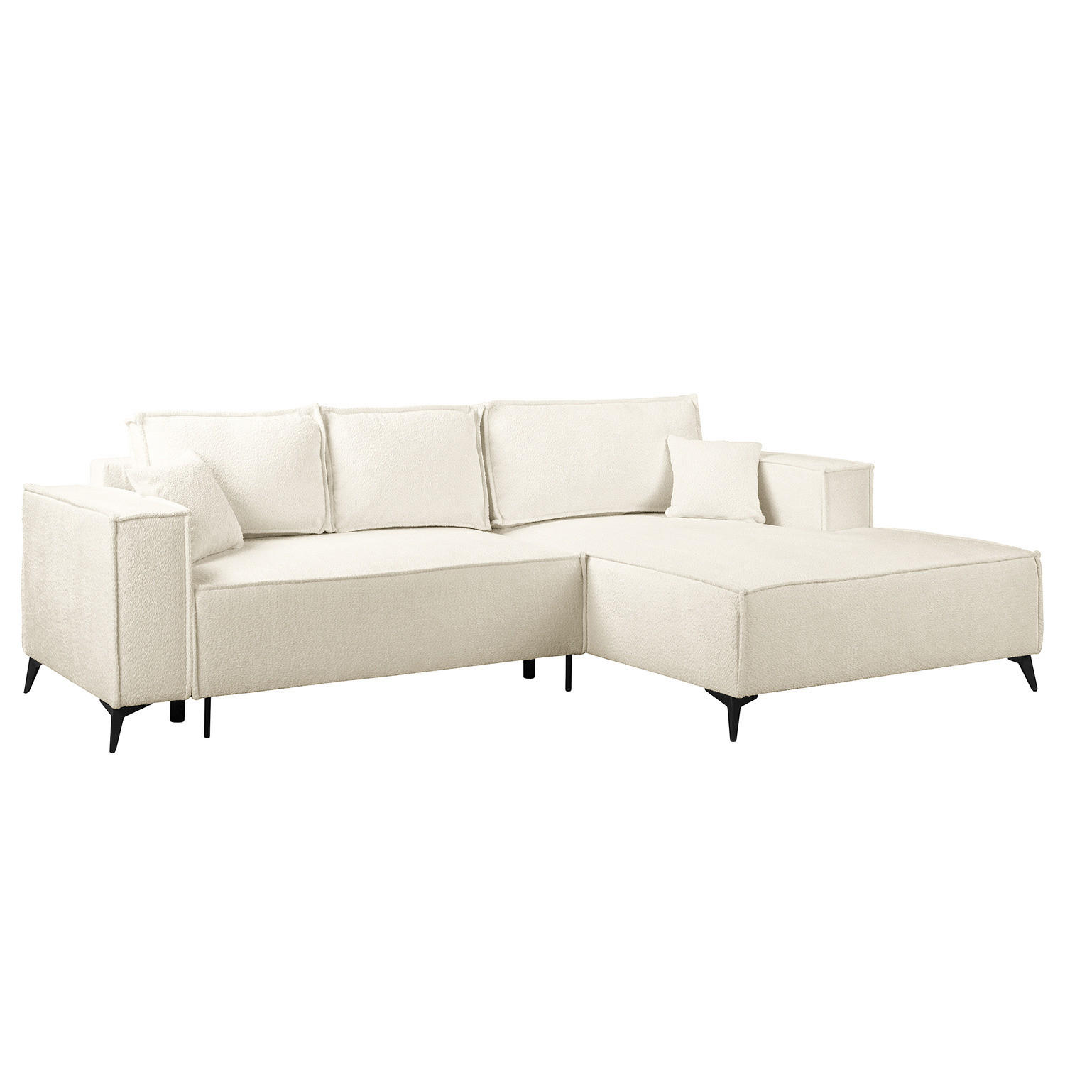 ECKSOFA mit Schlaffunktion - Schwarz/Weiß, Textil (294/185cm) - home24