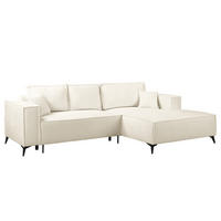 ECKSOFA mit Schlaffunktion - Schwarz/Weiß, Textil (294/185cm) - home24