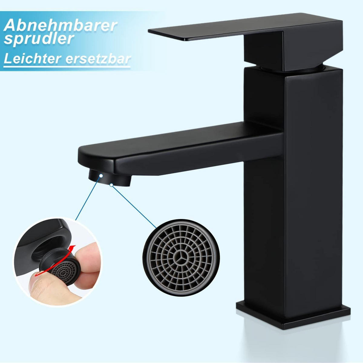 WASCHTISCHARMATUR Moen - Schwarz, Metall (4/19/19cm) - Nettlife