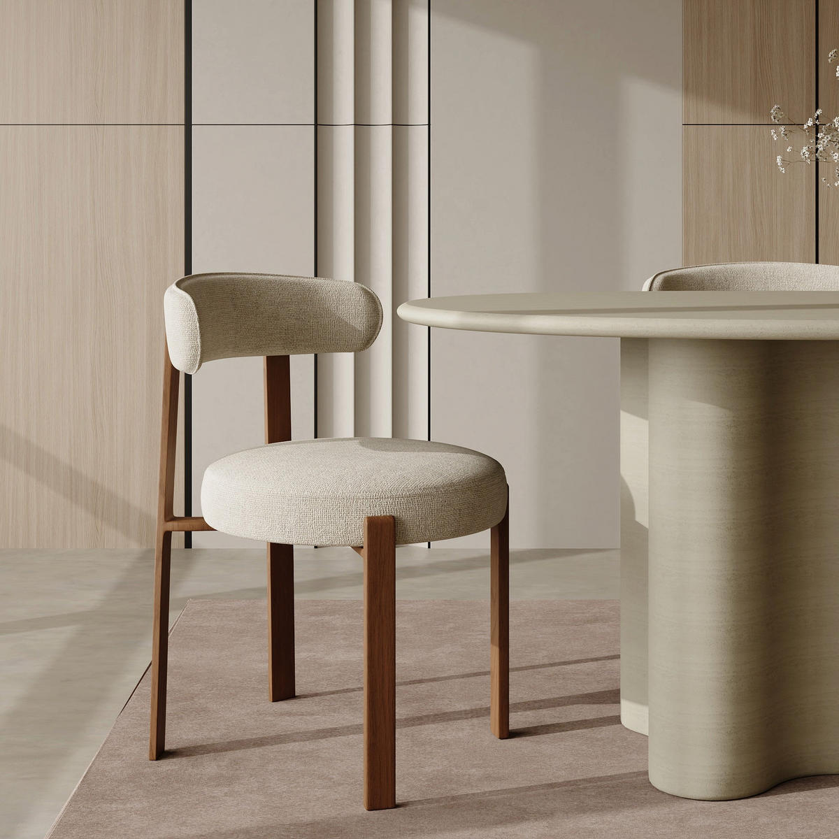 ESSZIMMERSTUHL Chenille-Samt Creme 51.0 CENTIMETERScm - Creme, Textil (51/79.5/54.5cm) - Sia Home