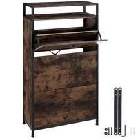 SCHUHSCHRANK Braddock,inklusive Kippschutz, 61 x 32 x 130 cm,Industrial Holz dunkel, rustikal - Rostfarben, Holzwerkstoff (32/130/61cm) - tectake