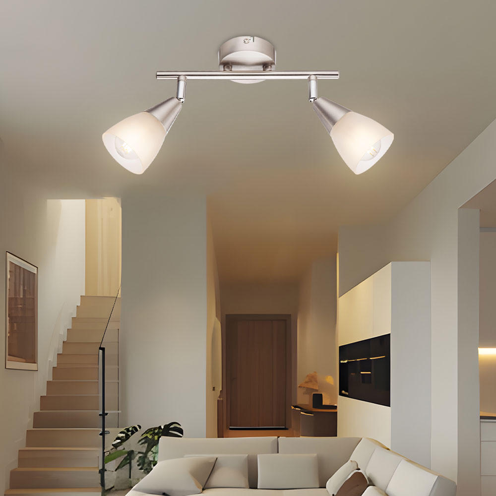 DECKENLEUCHTE Nickel Matt Silber - Silberfarben, Metall (25.5/8/19cm) - Globo Lighting