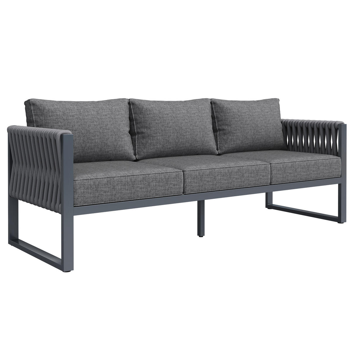GARTENMÖBELSET 5-Sitzer mit Metallgestell in Grau - Grau, Metall - KOMHTOM