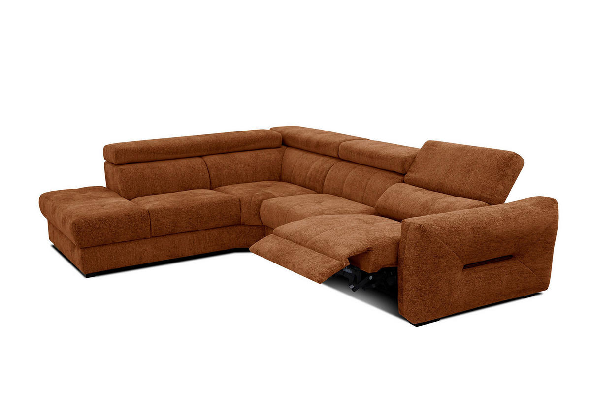 ECKSOFA CALVERA 5-Sitzer mit 1 Relaxfunktion, dunkelorange - Dunkelorange, Holzwerkstoff/Textil (239/298cm) - Courtois Laville