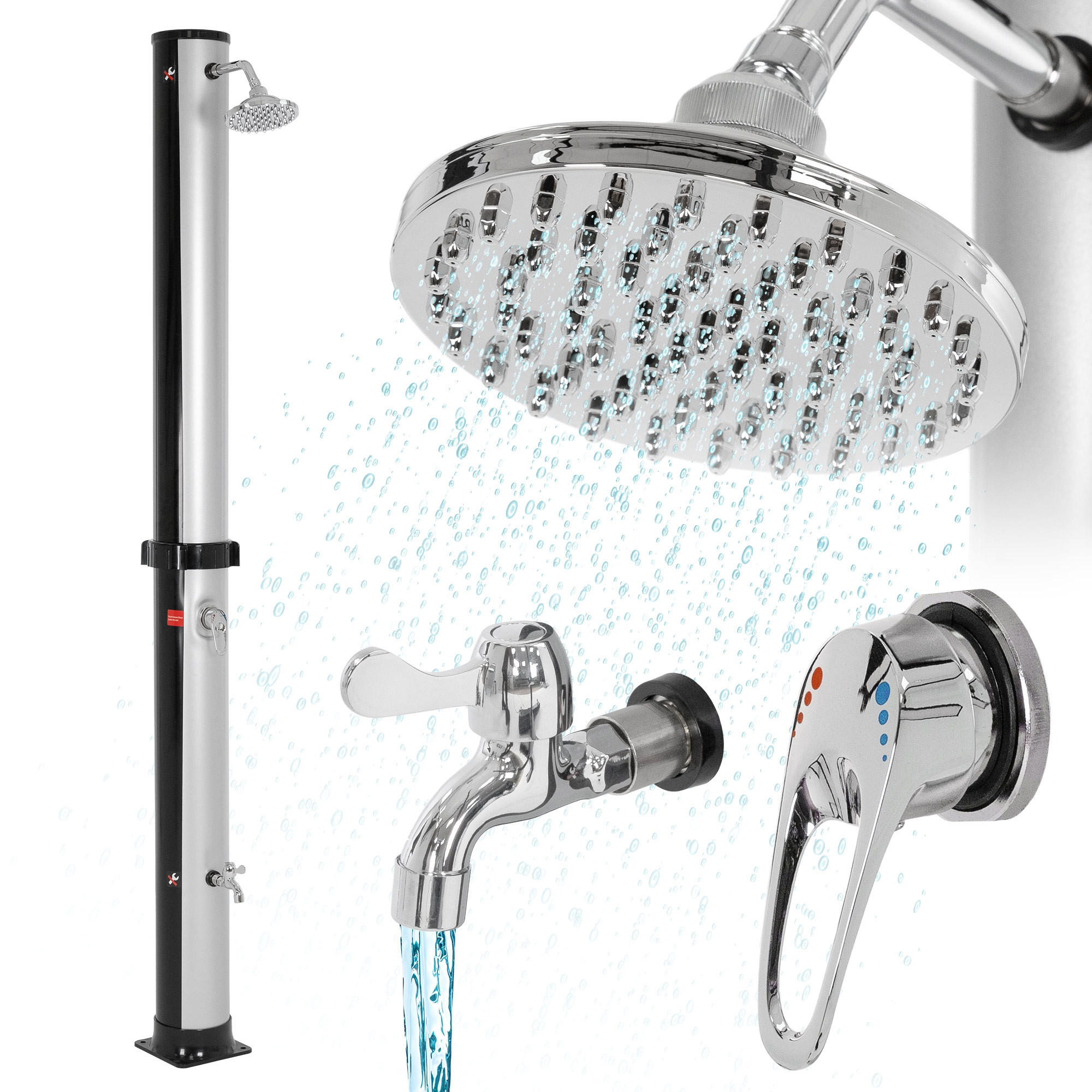 ML-DESIGN SOLÁRNÍ SPRCHA 35 L 217 cm stříbrno-černá kulatá