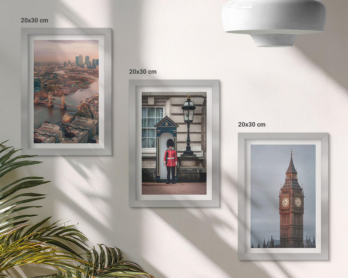 BILDER SET 3er Set - 20x30 cm Silberner Rahmen - London Bridge Guardian Big Ben - Silberfarben, Kunststoff (20/30cm) - TULUP