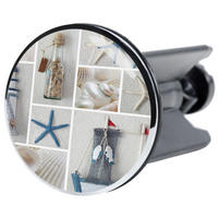 WASCHBECKENSTÖPSEL Meeresbrise - Blau, Kunststoff/Metall (4/7/7cm) - Sanilo