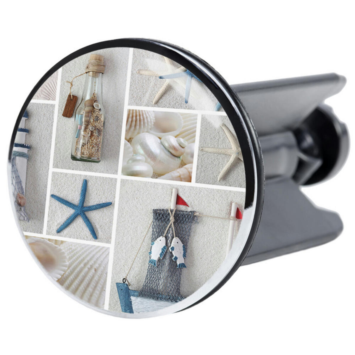 WASCHBECKENSTÖPSEL Meeresbrise - Blau, Kunststoff/Metall (4/7/7cm) - Sanilo