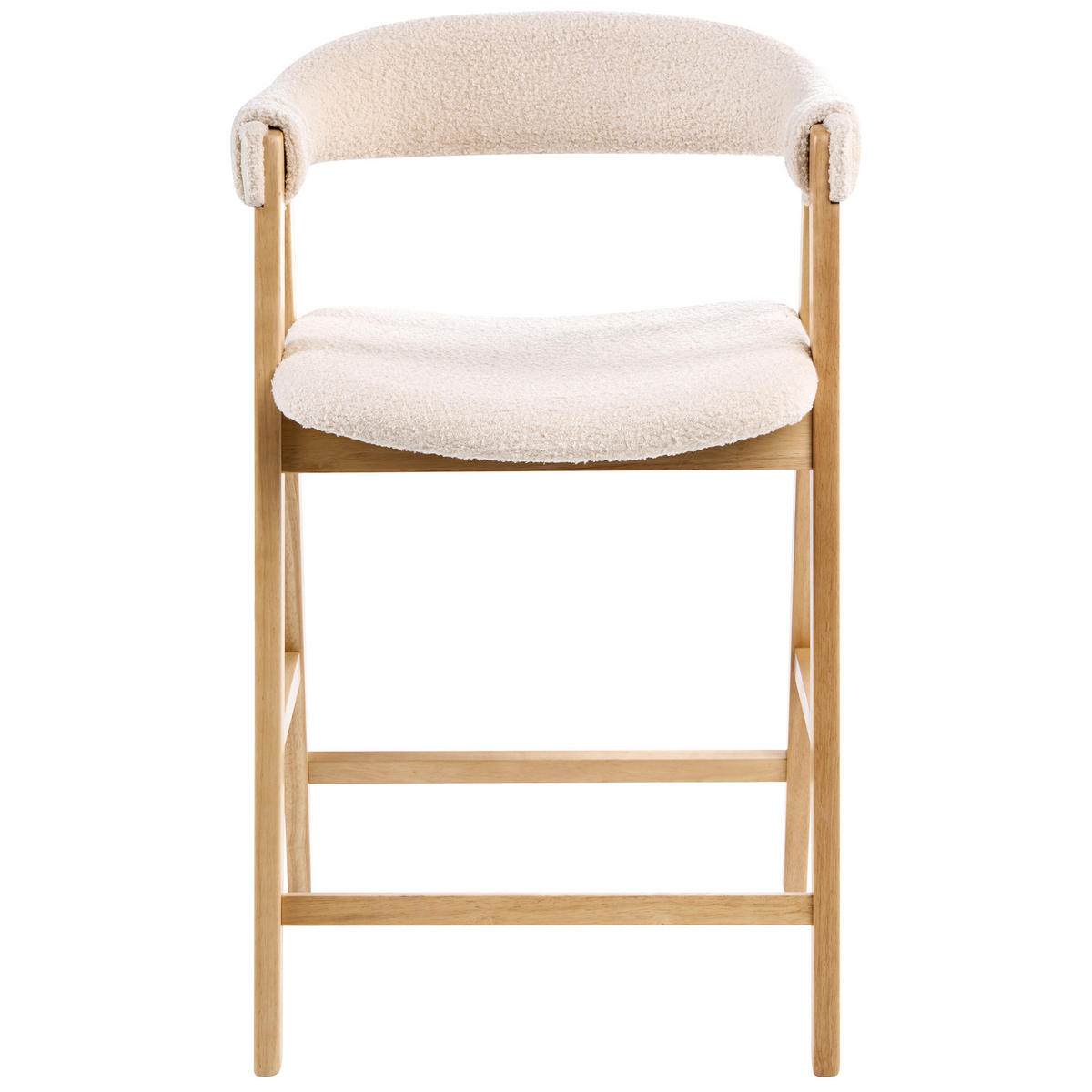 BARSTUHL 2er-Set Bouclé Hellbraun/Hellbeige Day - Beige, Textil (52/88/62cm) - Beliani