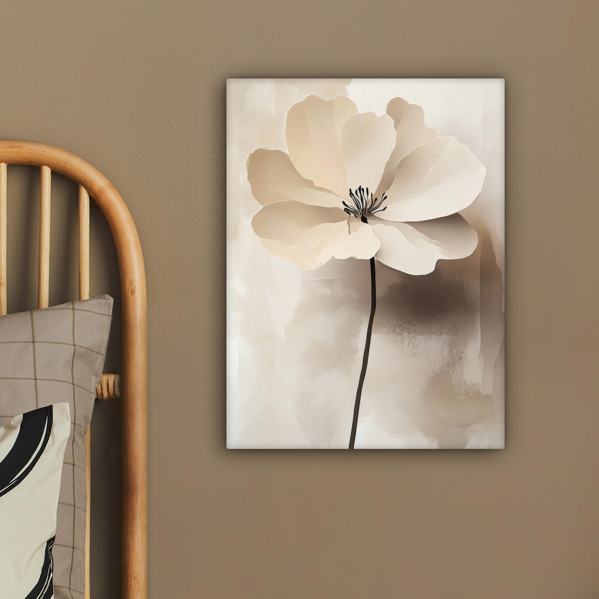 LEINWANDBILD Blume - Beige - Farbe - Schatten 30x40 cm - Creme, Textil (30/40cm) - MuchoWow