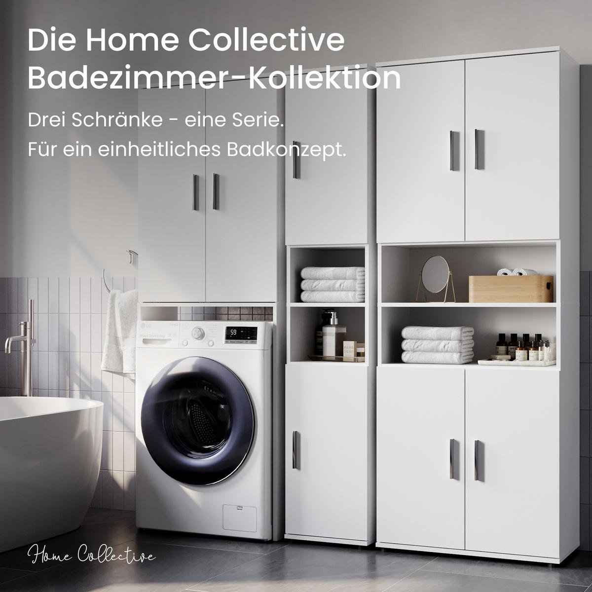 HOCHSCHRANK in 35 cm Breite - Weiß, Holzwerkstoff (35/187/35cm) - Home Collective