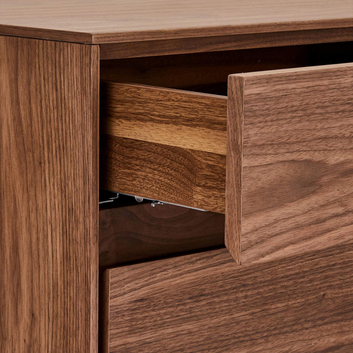 SIDEBOARD Amerikanisches Walnussfurnier - Walnussfarben/Schwarz, Holzwerkstoff/Metall (155/82/45cm) - Furnhouse