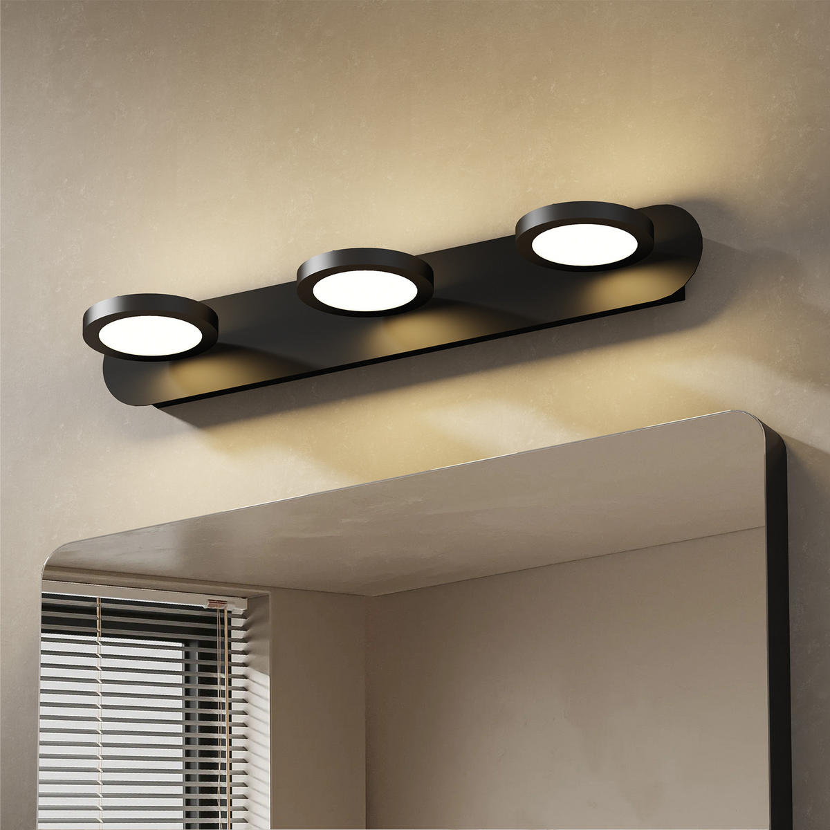 SPIEGELLEUCHTE LED Schwarz 50/13/7,5 cm - Schwarz, Kunststoff/Metall (7.5/50/13cm) - EMKE