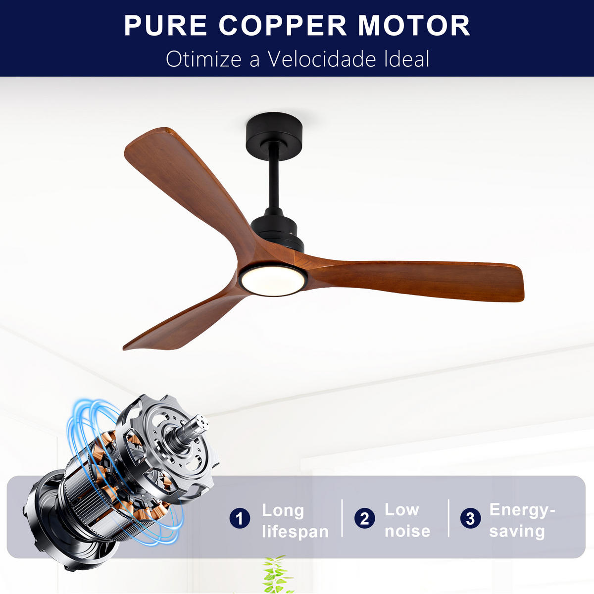 DECKENVENTILATOR DE-16226 52 Zoll mit LED - Walnussfarben, Holz/Metall (132/132/35cm) - ComfortXL