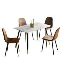 ESSTISCH SET weiß und braun - Braun/Weiß, Holzwerkstoff/Metall (70/75/110cm) - Urban Meuble