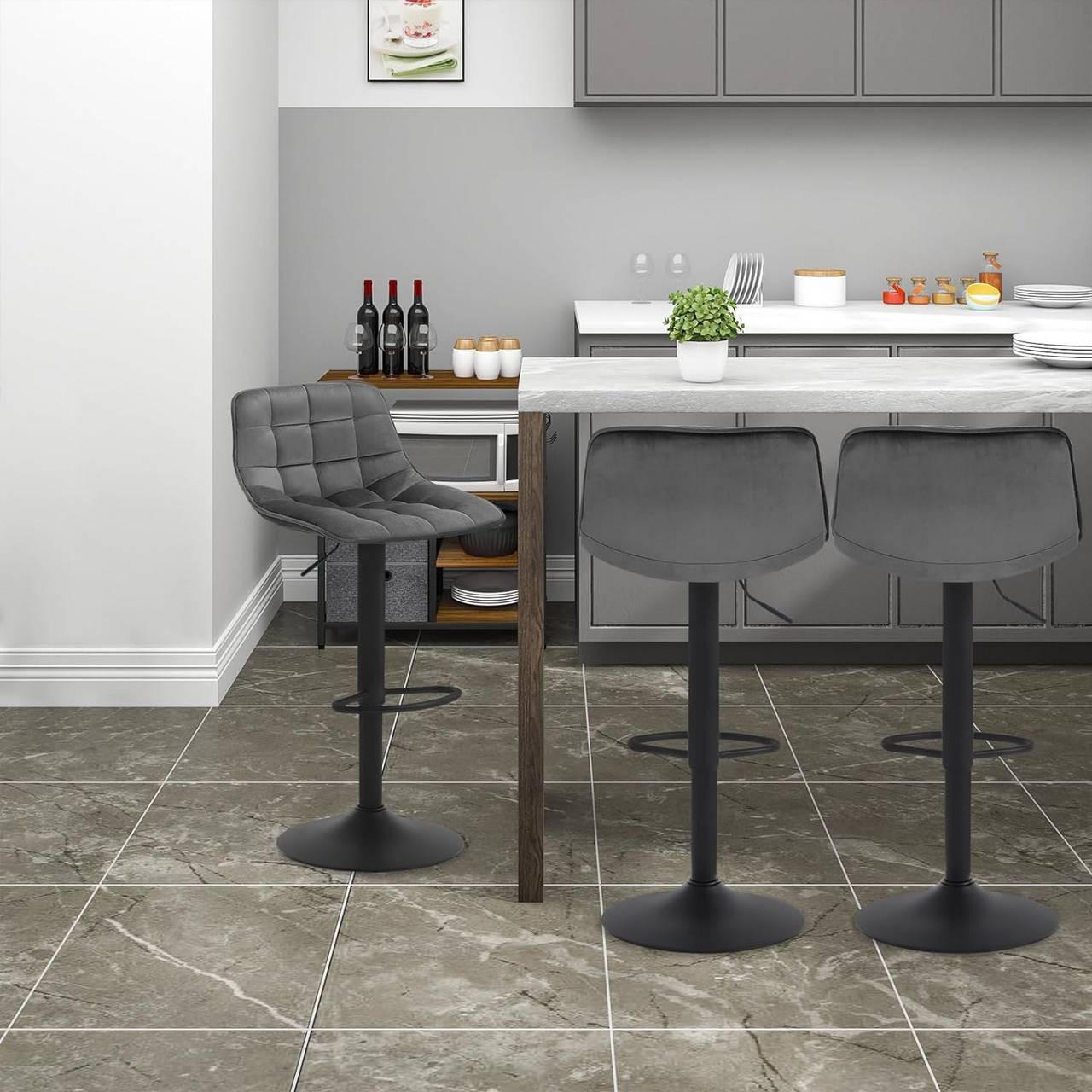 Thumbnail - Woltu Barhocker, Dunkelgrau, Textil, Säule, 42.5x82.5x38.5 cm, Esszimmer, Barmöbel, Barhocker