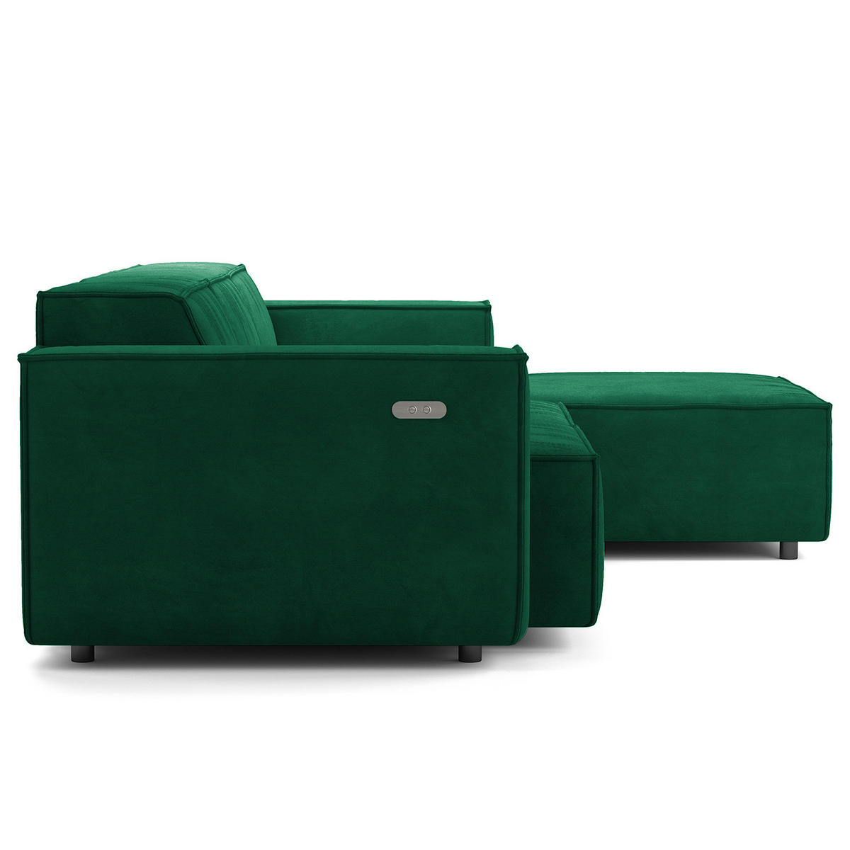 ECKSOFA mit Longchair - Dunkelgrün/Schwarz, Kunststoff/Textil (260/177cm) - home24