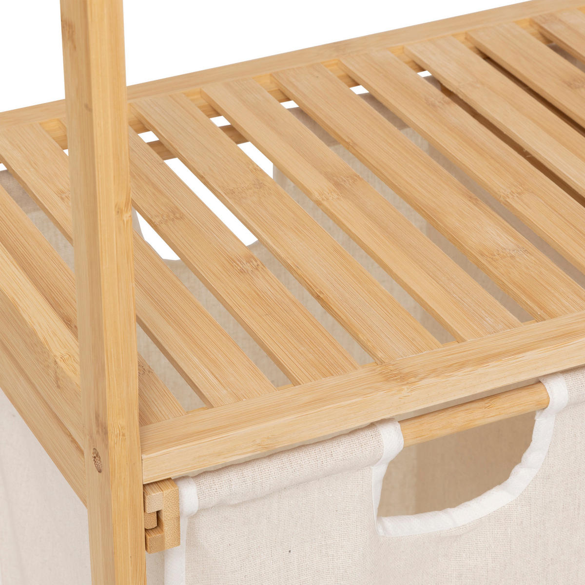 BAMBUSREGAL mit Wäschekorb Tidy Box 72/33/109 cm - Beige, Naturmaterialien (33/109/72cm) - 5five Simply Smart