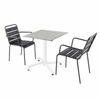 GARTENSET 3-tlg., Grau/Grau - Grau, Holzwerkstoff - Oviala