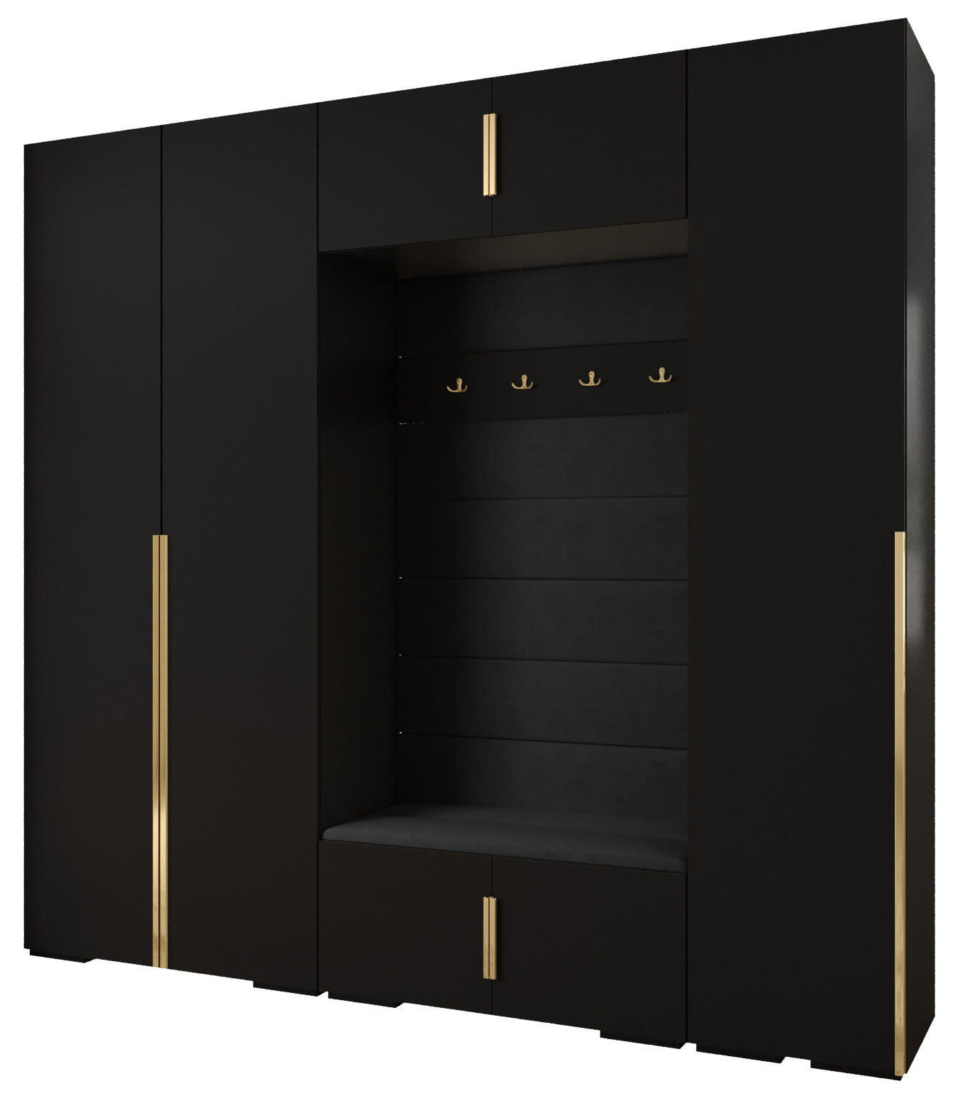 Abiks Möbel Garderoben-Set Schwarz, Gold 250x236.7x47 cm