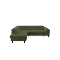 ECKSOFA mit Schlaffunktion Ottomane Links LUMA-L 272x203x70 Grün Bouclé - Smaragdgrün/Schwarz, Holzwerkstoff/Kunststoff (272/203cm) - ALTDECOR