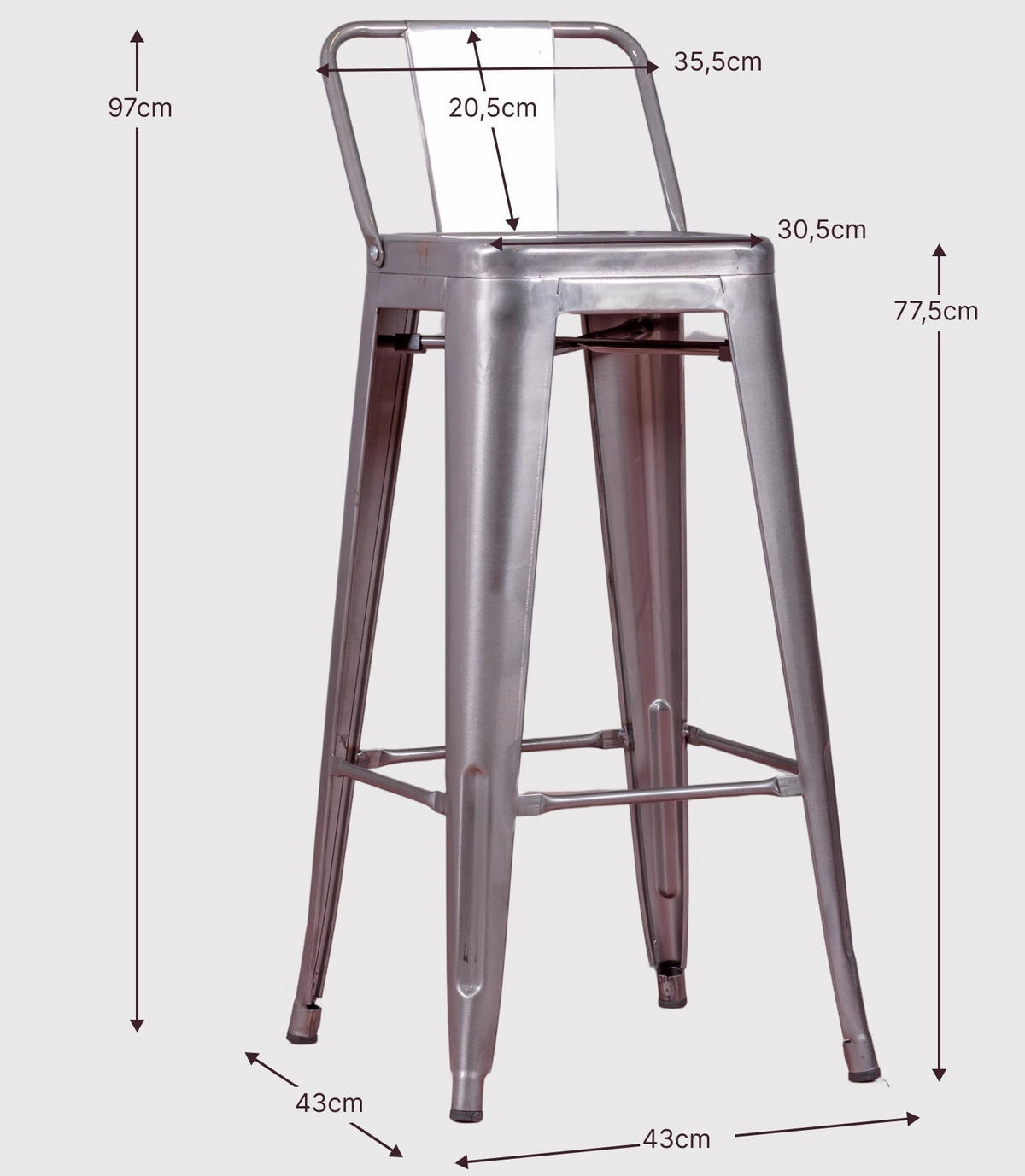 HOCKER Metall Alufarben - Alufarben, Metall (43/97/43cm) - Nest Dream