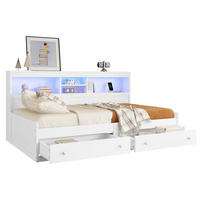POLSTERBETT 90/200 cm Weiß mit LED-Beleuchtung und USB-Anschlüssen - Weiß, Holzwerkstoff (90/200cm) - Flora Grace