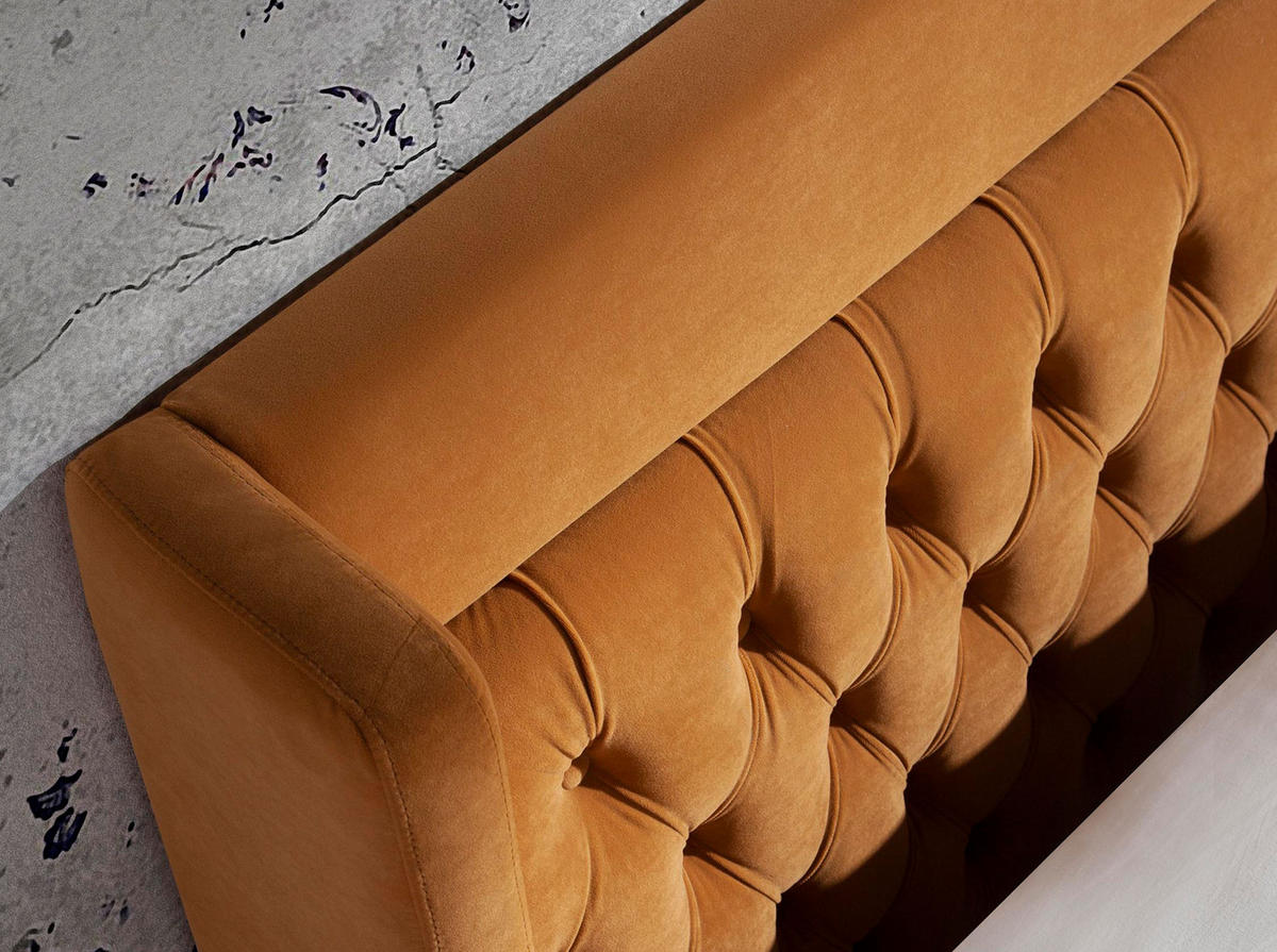 BETT Senf Grau 193/226/115 cm - Dunkelgelb/Grau, Textil (180/200cm) - ANGEL CERDA
