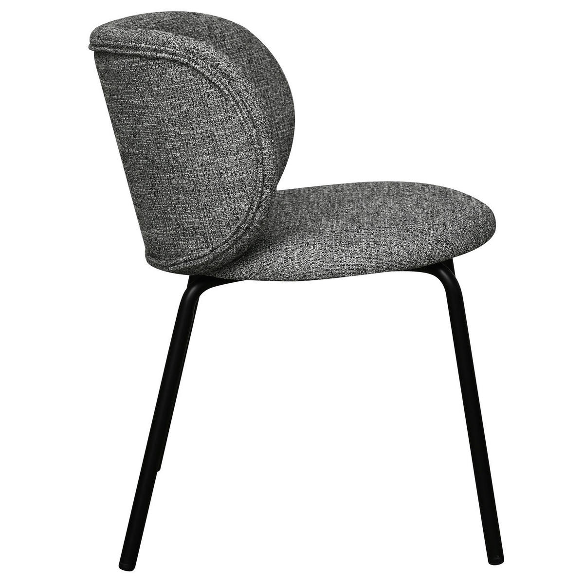 STUHL-SET 2 Stück in Teddystoff Grau - Schwarz/Grau, Textil/Metall (57/73/58cm) - Furnhouse